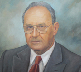 Pintura con el rostro del fundador Hernán Vélez
