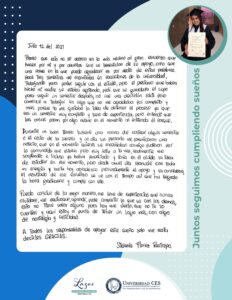 carta de agradecimiento estudiante al fondo de solidaridad CES